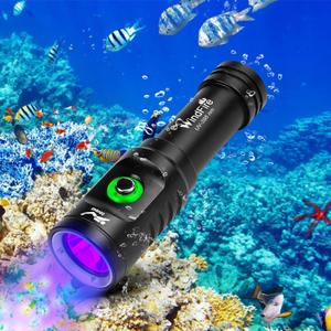 WINDFIRE Dive Light, 395 nm UV Scuba Flashlight, Waterproof Black Light Flashlight with Power Indicator for Scuba Diving, Underwater Fluorescence & Pet Urine Detection
