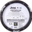 Plasticolor 006695R01 Jeep Deluxe High Contrast Stitching Premium Steering Wheel Cover for Cars, Trucks & SUV, Black