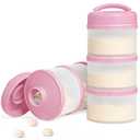 Termichy Stackable Formula Dispenser Portable Milk Powder Container, 2 Pack, Baby Pink