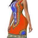 JTNFairy Boho African Attire Elegant Dresses for Women Dashiki Sleeveless Knee Length Mexican Ethnic Orange Dress (M)