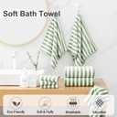 Smuge 18 Pcs Bath Towel Set, Include 6 Bath Towel Sheets, 6 Hand Towels and 6 Washcloths - Highly Absorbent Quick Dry Microfiber,Ultra Soft Bathroom Towel Set with Hanging Loop - Light Green