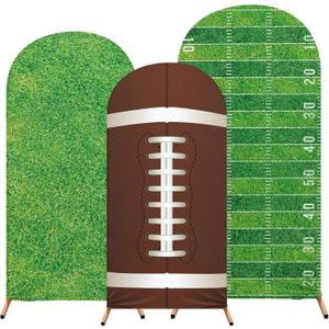 Sport Arch Backdrop Cover Set of 3 Arch Covers Spandex Stretch Backdrop Stand Cover 4ft, 5ft, 6ft for Wedding Birthday Shower Ceremony Decoration(Football Theme)