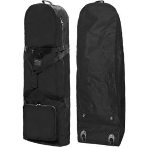 Outdoors Golf Travel Bag, Detachable Shoulder Straps and Rubber WheelsSoft Foldable Golf Club Travel Covers, 900D Heavy Duty Oxford -Universal Size