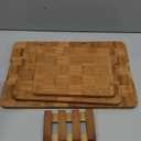 BAMBANG Bamboo Cutting Board for Kitchen with Juice Groove, End-Grain Butcher Block Chopping Boards, Checkered Wooden Cutting Boards Set of 3 with Stand, Knife-Friendly, Serving Tray