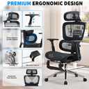 Mesh Ergonomic Office Chair with Footrest,High Back Mesh Gaming Chair with Lumbar Support,Adjustable Headrest and Armrests for Home Office Desk Chair (Modern, Black)
