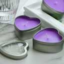 DEYBBY Large Heart Shaped Scented Tea Lights Candles, Smokeless Soywax 6 Hours Long Burning Lavender Purple Aromatherapy Candles for Relaxation, Spa and Bath (Pack of 6)