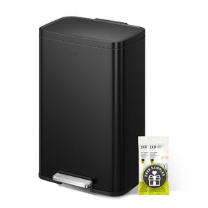 EKO Madison Matte Black Stainless Steel 13.2 Gal/50L Kitchen Step Trash Can or Recycling Bin, Removable Inner Liner, Soft Close Lid, Fingerprint Resistant Finish