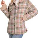 Dokotoo Winter Coats for Women Button Down Plaid Flannel Shirts Warm Sherpa Fleece Jacket, Size: Small