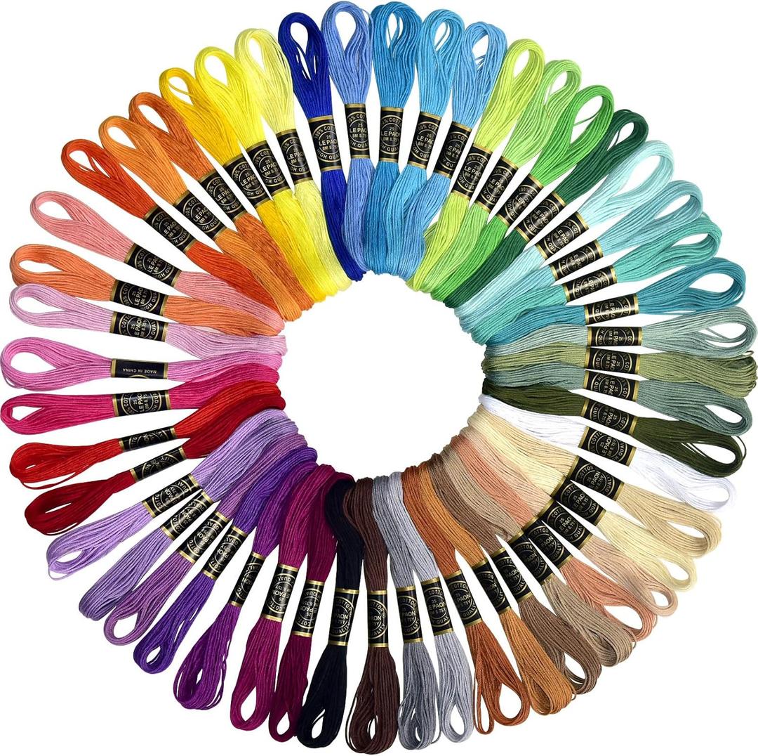Friendship Bracelet String 50 Skeins Rainbow Color Embroidery Floss Cross Stitch Embroidery Thread Cotton Floss Bracelet Yarn, Craft Floss(Fashionable Color)
