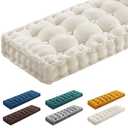 Geelin 36x14 Inch Bench Cushions for Indoor Furniture Chenille Velvet Beige Button Tufted Thicken Seat Pad Mat with Memory Foam, Window Floor Sofa Chair Cushion for Living Room Patio Porch Swing