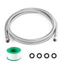 KEOKLE Refrigerator Ice Maker Water Line,6ft Stainless Steel Braided ¼"by¼" Ice Maker Hose Burst Proof Water Supply Line,Food grade PVC Inner Tube Fit to ALL Refrigerator Ice Maker