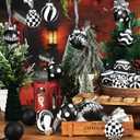 Chuangdi 24 Pcs Christmas Ball Ornaments for Tree Black and White Tree Decorations Modern Striped Swirl Polka Dots Hanging Ball 2.36'' Plastic Balls for Holiday Hanging Decor (Mixed Print)