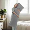 Body Cooling Pillow Cases Cover, Bamboo Rayon Pillowcases with Zipper Closure, Cool & Breathable Pillow Case for Hot Sleepers and Night Sweats, 20x54 inches, Sliver Grey