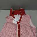Wenrine Womens Summer Button Down Shirt Dresses Sleeveless Collared V Neck Striped Tie Waist Mini Dress with Pockets M
