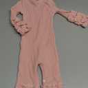 GRNSHTS Newborn Baby Girls Ruffle Romper Solid Long Sleeve Jumpsuit One-Piece Coming Home Clothes With Headband  (Pink#3, 3-6M)