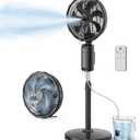 ATEngeus Outdoor Misting Fan 20000mAh Up to 21H Running Time, 12-Inch outdoor Oscillating Fan for Patios, 2 In 1 Pedestal & Tabletop Cooling Fan with Mister, Corded & Cordless, 7 Speeds, Remote, Timer