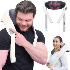 ONERVA™ Large Portable Neck Massager with Shiatsu Heat for Neck, Gray 