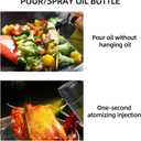 Aovdy 2PCS Oil Sprayer for Cooking 16oz,2 in 1 Olive Oil Dispenser and Oil Sprayer - 470ml Olive Bottle Spray and Pour - Glass Oil Dispenser for Kitchen Cooking Salad BBQ (Light-Proof -Black & Green)