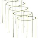 5 Pack Plant Support Stakes, Adjustable Plant Ring Cages with Green Rubber Wrapping, Ideal for Orchids, Indoor and Outdoor Potted Plants, 8" Wide x 11" High
