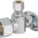 Eastman 1/2 inch FIP x 1/4 inch OD Compression Quarter Turn Angle Stop Valve, Brass Plumbing Fitting, Chrome, 10732LF