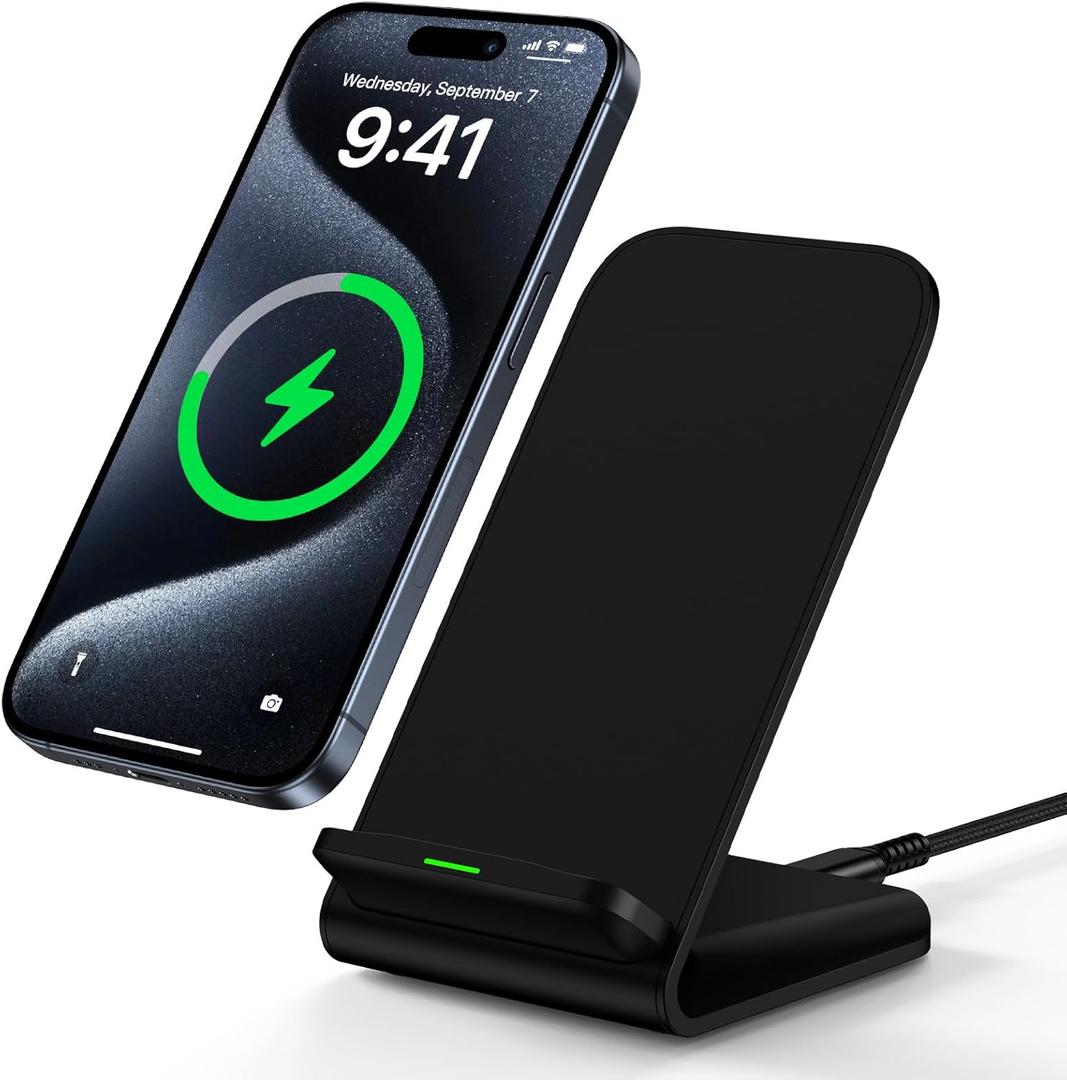 Samsung Wireless Charger Fast Charging Stand Wireless Android Desk Phone Charger Stand for Samsung Galaxy S25 S24 Ultra S24+ S24 S23 FE S22 S21 S20 S10 S9 S8,iPhone 15 Pro Max Plus 14 13 12,Pixel 8 7 (Black)