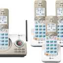 AT&T 4-Handset DECT 6.0 Expandable Cordless Home Phone with Large Display, Big Buttons, Answering Machine, Smart Call Blocker, Bluetooth Connect to Cell, Long Range, Caller ID, Speakerphone: EL52203