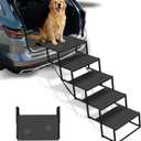 Dog Steps for Car, Truck, SUV, Dog Stairs for Car with Upgraded Non-Slip Surface, Foldable Dog Ramp for Car, Pet Stairs for Large Dogs, 5 Steps