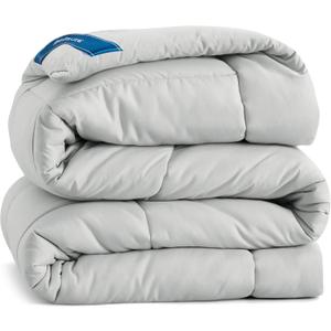 Bedsure Comforter Duvet Insert - Quilted Comforters Twin Size, All Season Duvet, GentleSoft Down Alternative Bedding, with 8 Tabs, Gifts for Women/Men, Light Grey, Twin 88 x 68 Inches