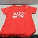 Womens just sayin... funny common expression V-Neck T-Shirt, M, Red