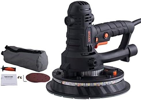 VEVOR Drywall Sander, 800W Electric Sander with 12 Sanding Discs, Variable Speed 1200-2300 RPM Wall Sander with Automatic Vacuum Dust Collection System, Double LED Lights, Dust Bag, Detachable Edge