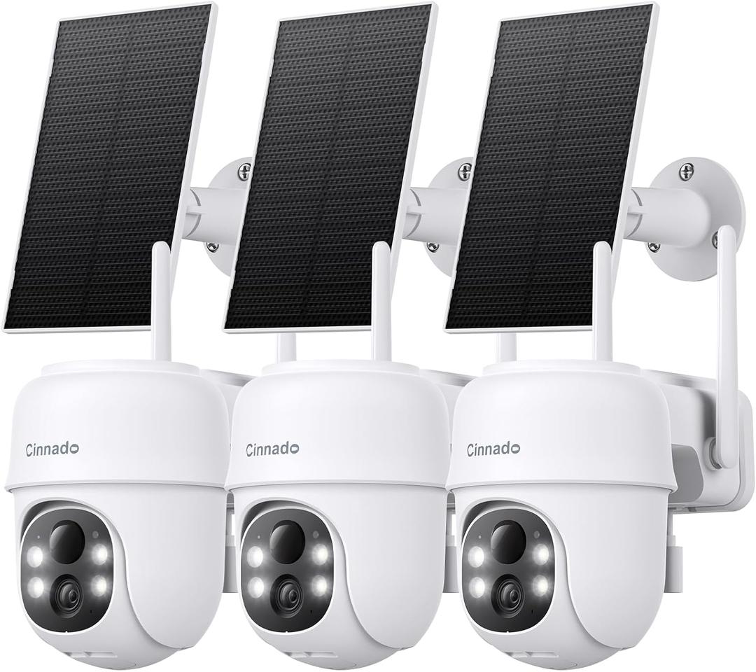 2K Cameras for Home Security-2.4G WiFi Outdoor Camera Wireless Solar/Battery Powered, 360 Viewing, Human Detection, Color Night Vision, Cloud/SD Storage B6 (B6-White-3pack-2.4G)