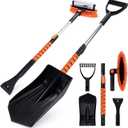 TONDA Snow Brush and Ice Scraper for Car Windshield, 180 Rotating Brush with Squeegee, Extendable Handle with Foam Grip, Snow Shovel for Cars, Trucks & SUVs, Orange