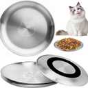 Stainless Steel Cat Bowls, 4 Pcs Shallow Cat Bowl Whisker Fatigue Dishes with Non-Slip Bottom, 6.7" Cats Food and Water Bowl Set for Wet & Dry Food(13OZ)
