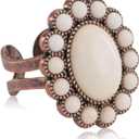 Montana West Rustic Couture's Bohemian Turquoise Cuff Ring for Women Cowgirl (Brilliant White)