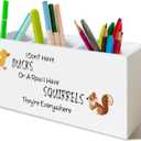 Funny Office Pen Holder for Desk, Dark Humor Office Work Gifts for Women Men Coworkers, I Don't Have Ducks in a Row Humorous Wooden Pen Pencil Holder Organizer for Desk Accessories