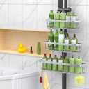 vorona Shower Caddy Hanging, 3 Tier Adjustable Rustproof Shower Organizer Hanging, Anti-Slip Buckle, Stainless Steel Shower Racks for Inside Shower with 8 Hooks, Shower Rack Bathroom Accessories