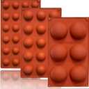 Semi Circular Silicone Molds, Non-Stick Silicone Chocolate Molds,3 Packs Baking Molds for Making Chocolate, Cake, Jelly, Desert, Biscuit, Dome Mousse (6 Cups, 15 Cups and 24 Cups) (3 Sizes Set)