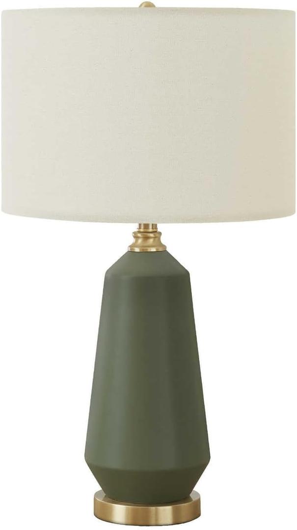 Monarch Specialties I 9624 LightingTable Lamp, Green Ceramic, Ivory/Cream Shade, Contemporary