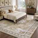 DEXI 9x12 Large Area Rugs for Living Room, Washable Rug for Bedroom, Beige