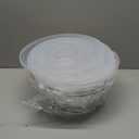 4 Pack Large Plastic Serving Salad Bowl Sets 150 oz Disposable Salad Pot with Lids Forks Spoons Large Mixing Punch Bowls Party Chip Candy Dish Meal Prep Containers for Eating Lunch (4.5 L)