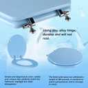Blue Round Toilet Seat Natural Wood Toilet Seat with Zinc Alloy Hinges, Easy to Install also Easy to Clean, Scratch Resistant Toilet Seat by Angol Shiold (Round, Blue)