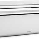 Brabantia Rectangular Fall Front Bread Box | Matt Steel | Large Metal Front Opening Bread Store for Kitchen Countertop | Flat Top for Extra Storage, Magnet Closing Lid | Fits 2 Loaves