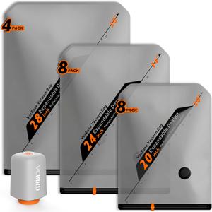 Vacbird Rechargeable Wireless Pump Travel Storage Bags Set - 20 Pack Portable Space Saver Bags for Travel & Home - Vacuum Compression Packing Seal for Clothes, Blankets, Seasonal Storage, 20 Combo Set