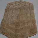 Taupe Beige Bathroom Rug Non Slip Pretty Tufted Design 20" W X 32" L | Super Water Absorbing Shaggy Plush Luxury Underfoot Feel Quick Dry Bath Mat