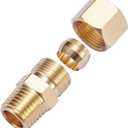 Brass Compression Tube Pipe Fitting Connector, Straight Coupling Adapter, 3/8" Tube OD x 1/4" NPT Male Connector 5pcs (3/8" OD Compression x 1/4" NPT Male)