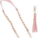 PATIKIL Purse Chain Strap, 24 Inch Leather Chain Straps Purse Strap Replacement Flat Chain Strap with Tassel for Shoulder Crossbody Bag Handbag Woman, Pink/Gold