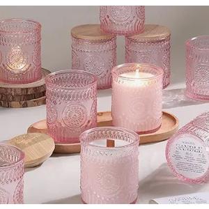 DARJEN 4 Pack Candle Jars for Making Candles- 7.5 OZ Empty Glass Candle Making Jars with Bamboo Lids and Labels, Candle Making Supplies Candle Containers for Home DIY