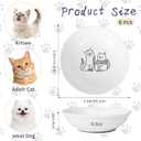 6 PCS Cat Bowls,Cat Food Bowl,Anti Whisker Fatigue Ceramic Cats Dishes for Indoor Cats,Shallow Wide Kitten Plates for Wet & Dry Food and Water,Non-Slip Silicone Base (Cute Drawing cat)