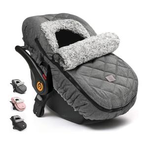 Car Seat Cover Baby: Winter Infant Carseat Canopy for Boy Girl Newborn, Zipper Peeping Window, Warm Cozy Cold Weather Waterproof Fitted, Heather Grey