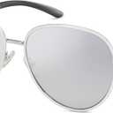 SOJOS Retro Trendy Aviator Sunglasses Women Men 90s Vintage Glasses Stylish Sunglasses SJ1216,(Silver/Silver/Black), 56